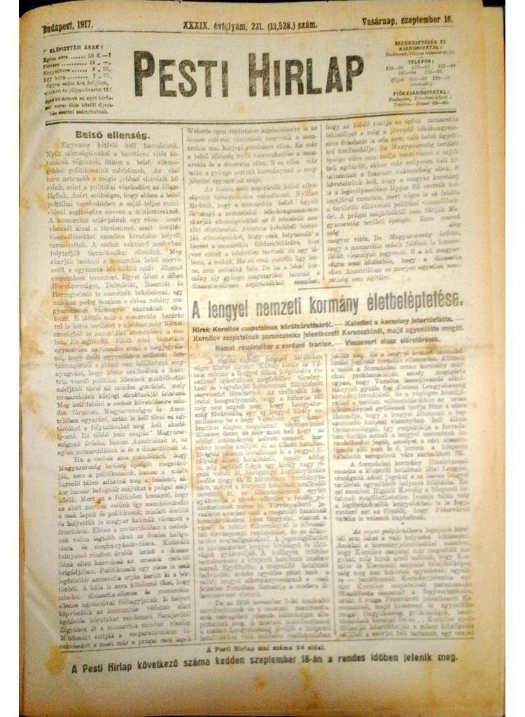 Pesti Hírlap XXXIX. - 1917 ősz - Image 2
