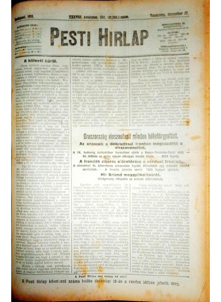 Pesti Hirlap 1916/XII - Image 2