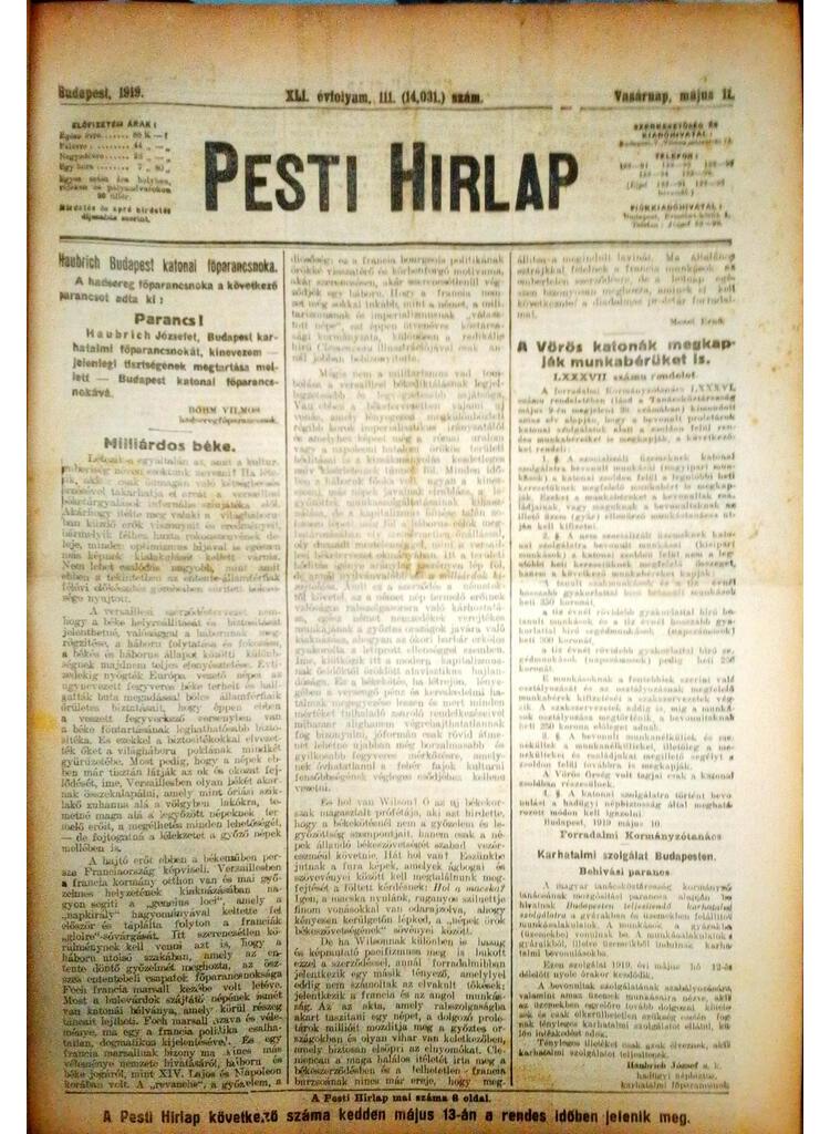 Pesti Hírlap XLI. 1919 - Image 3